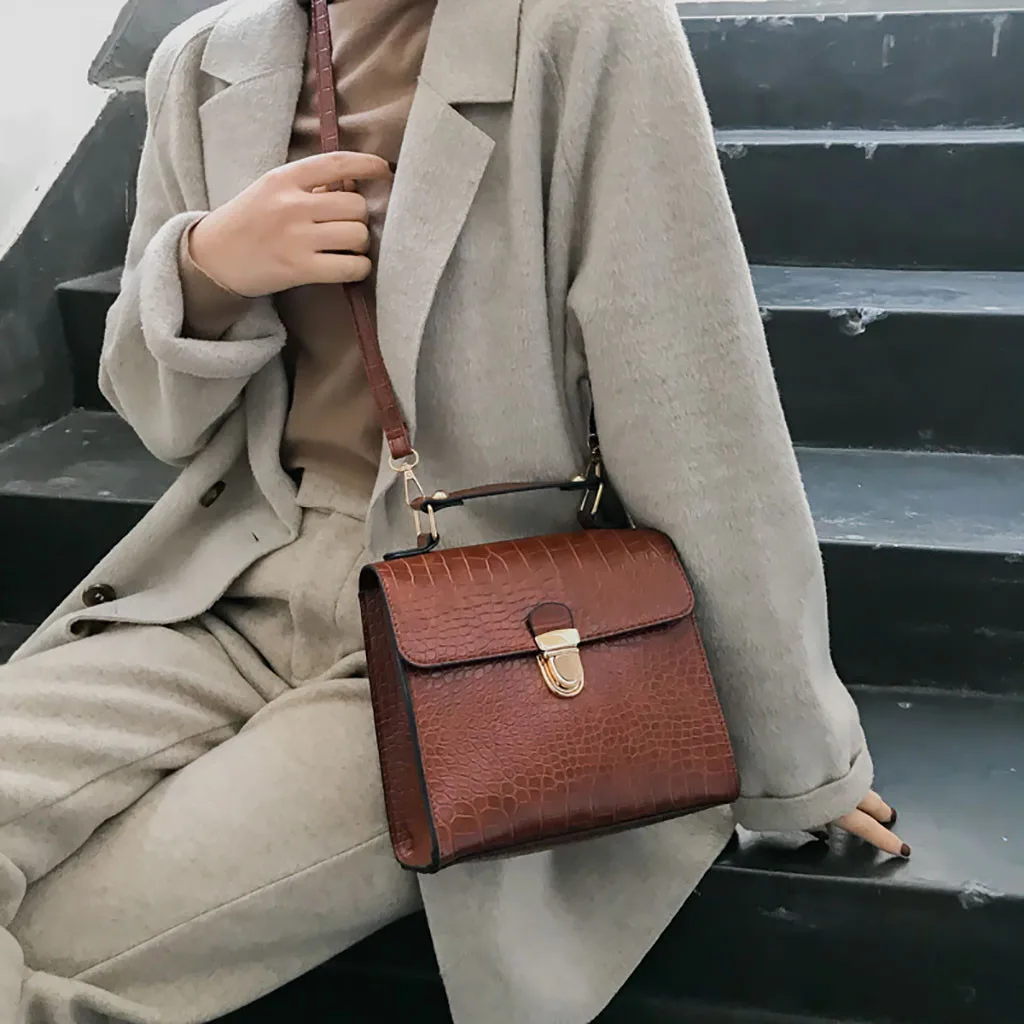 Женские сумки Повседневная однотонная кожаная сумка на плечо сумка-мессенджер