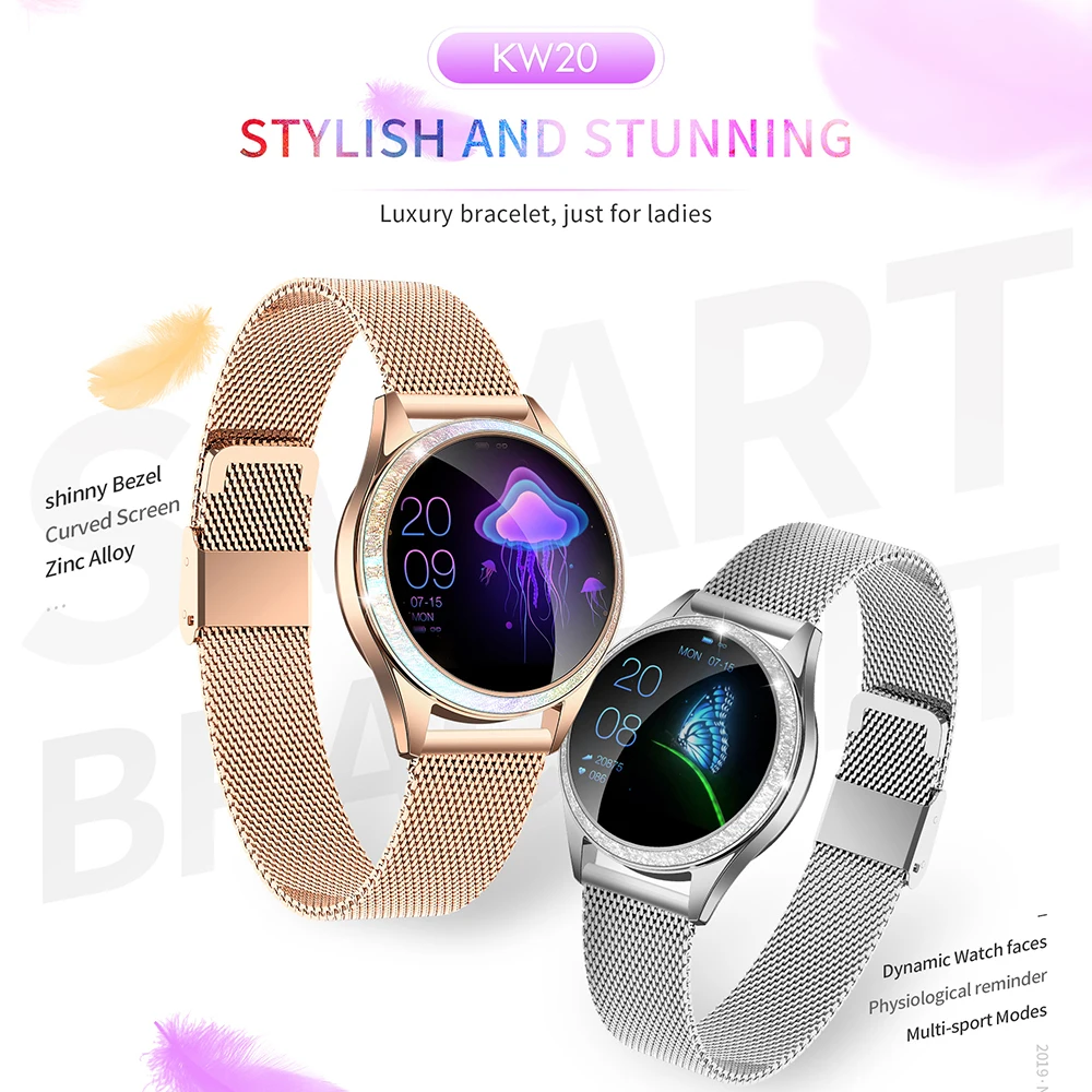KINGWEAR KW20 Смарт-часы монитор сердечного ритма во время сна IP68 Водонепроницаемый фитнес-трекер шаги калорий смарт-часы женские стильные