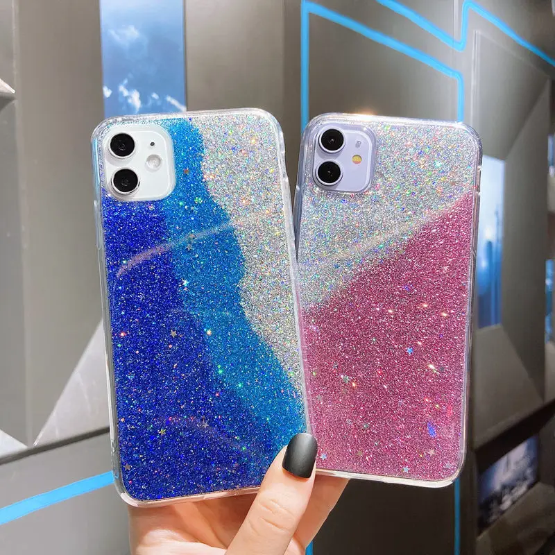 Блестящий чехол для телефона iPhone 11 Pro XS Max X XR блестящий с блестками 6 6S 7 8 Plus мягкий
