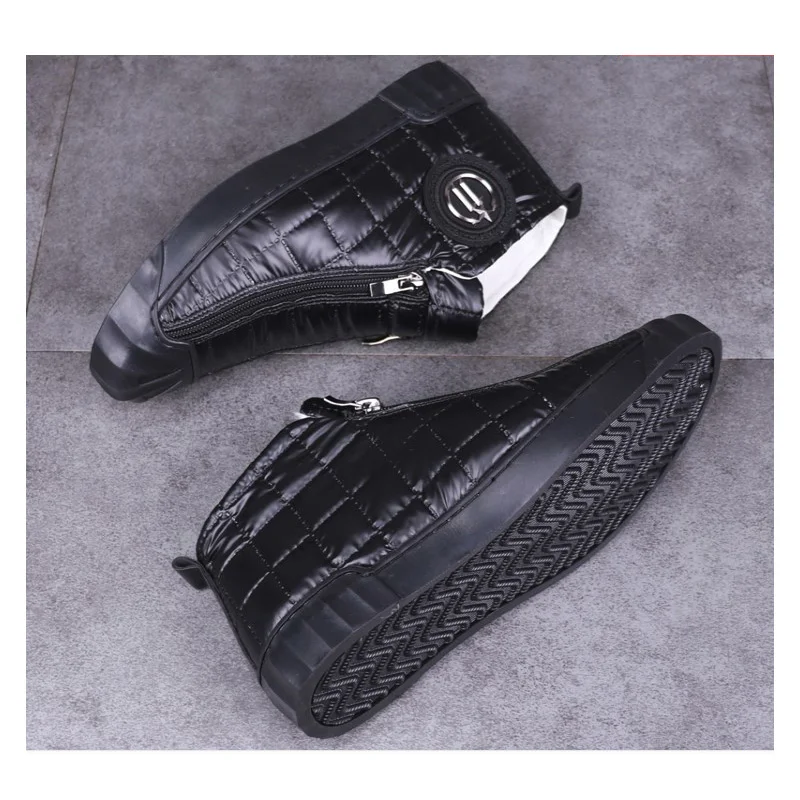 

OVXUAN Down Botas Metal Decoration Zipper Chunky Rubber Platform Anti-collision Toe Ankle Boots Male Shoes Comfy Botines Hombre