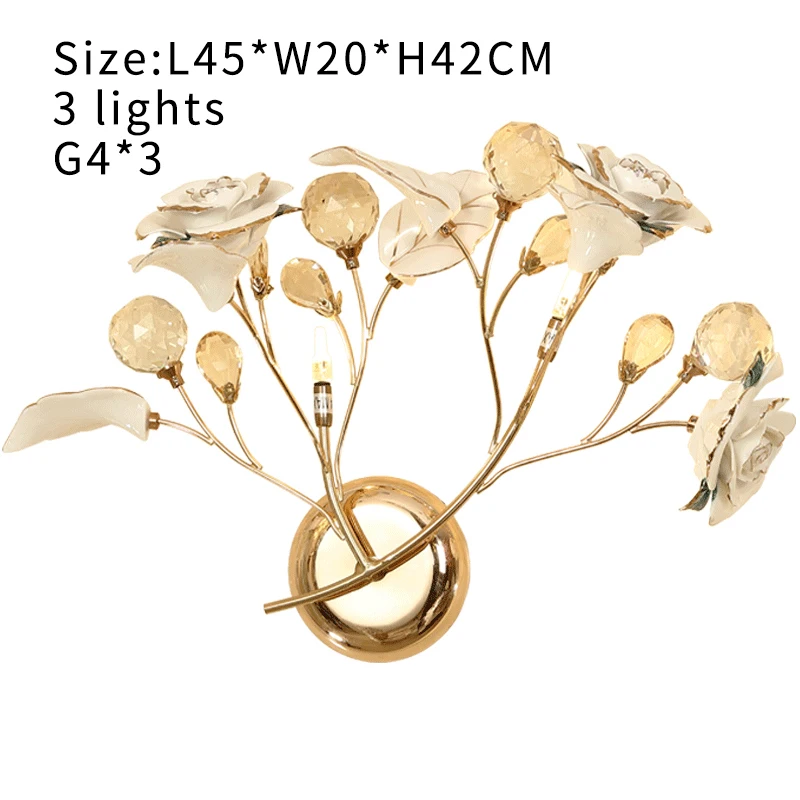 Настенный светильник с уникальным керамическим цветком настенный золотым