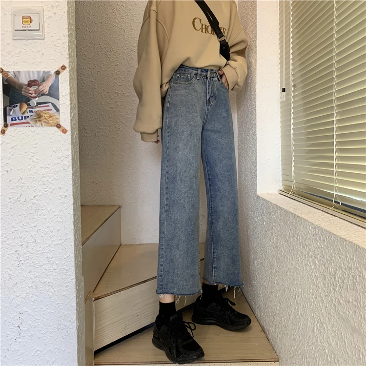 

YTX1498 women new Korean style high-waist slimming Baita loose fashion nine-point jeans