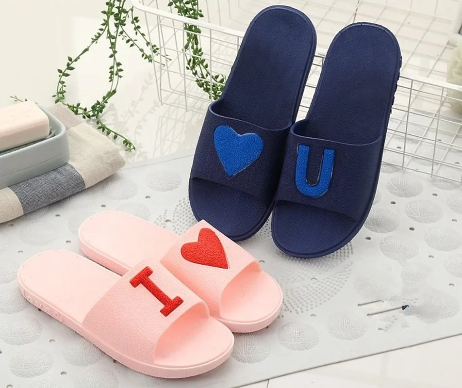 

Сланцы женские для душа и пляжа, Нескользящие шлепанцы для дома и ванны, Симпатичные Сандалии конфетных цветов с сердечками, Повседневная л...