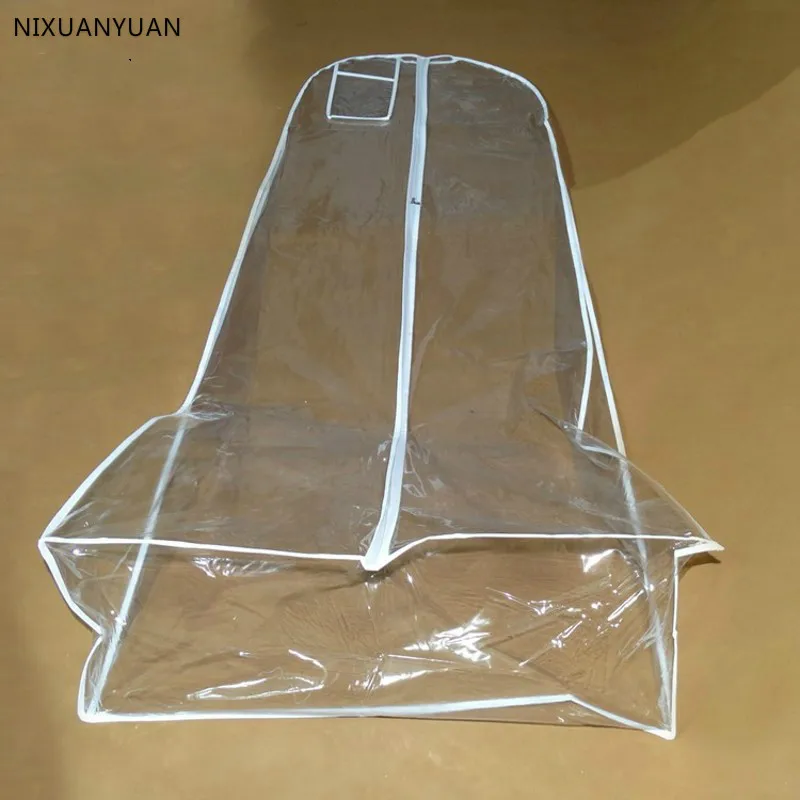 Vestido de boda transparente de 180cm de longitud, cubierta antipolvo, Extra grande, impermeable, PVC, sólido, ropa, bolsas de ropa, venta al por mayor