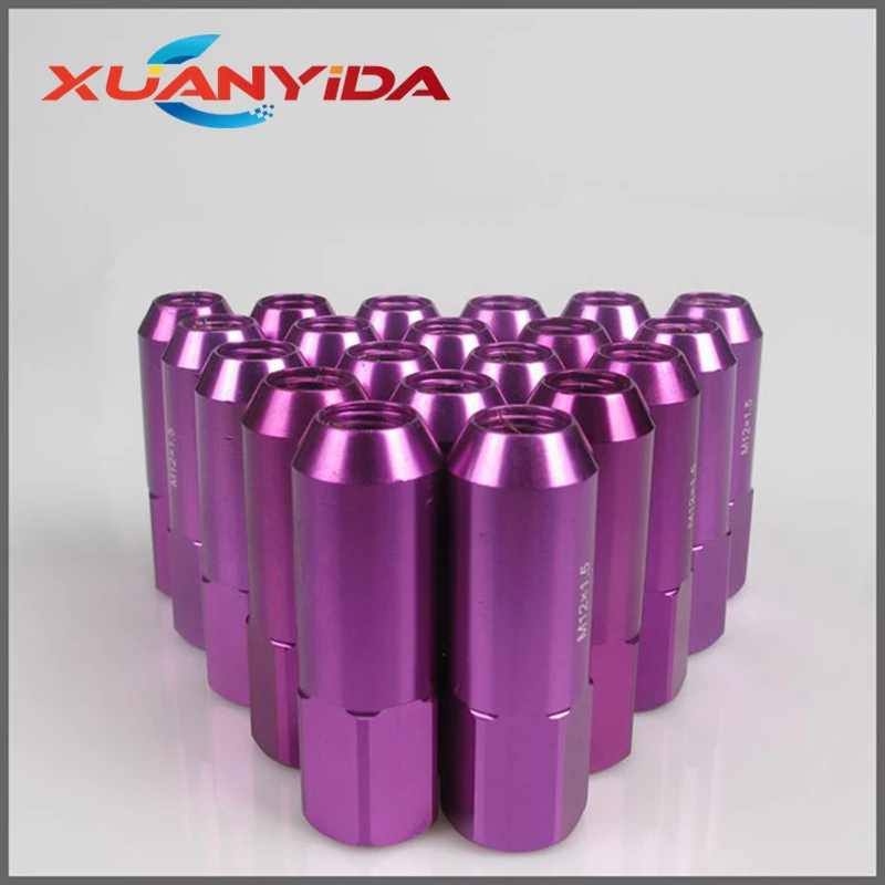 Purple Гайки колесные M12X1.25 Колесные гайки 1,25 Blox Racing кованые 6061C алюминиевые колесные гайки L: 60 мм 20 шт Колесные гайки гоночные - Цвет: Purple