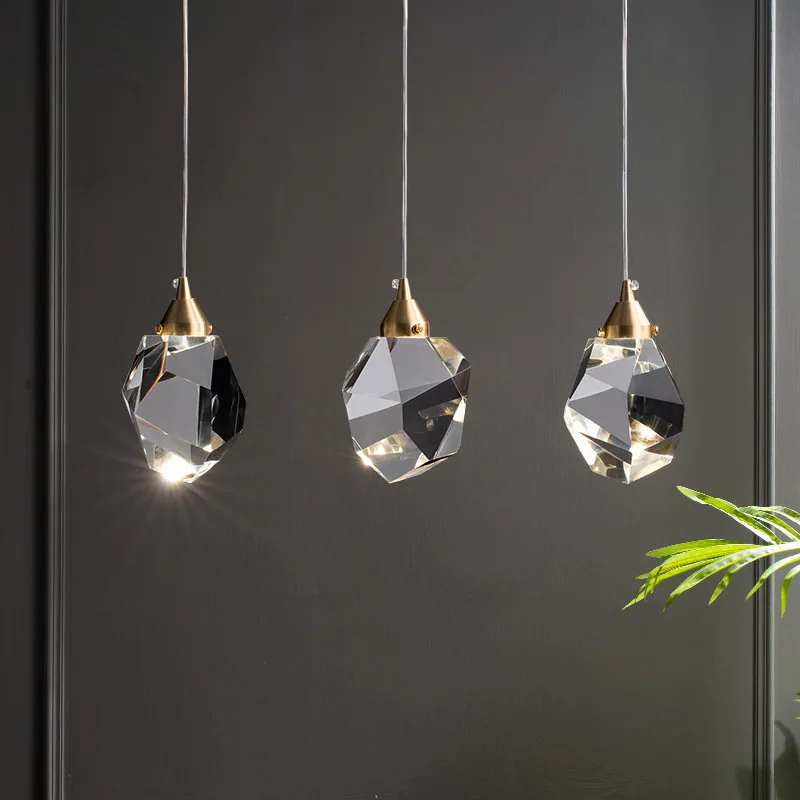 

220V/110V Modern Pendant Lights Bedroom Led Full Brass Crystal Nordic Lamp Luminaire Suspension Decoration Salon Hanging Lamps