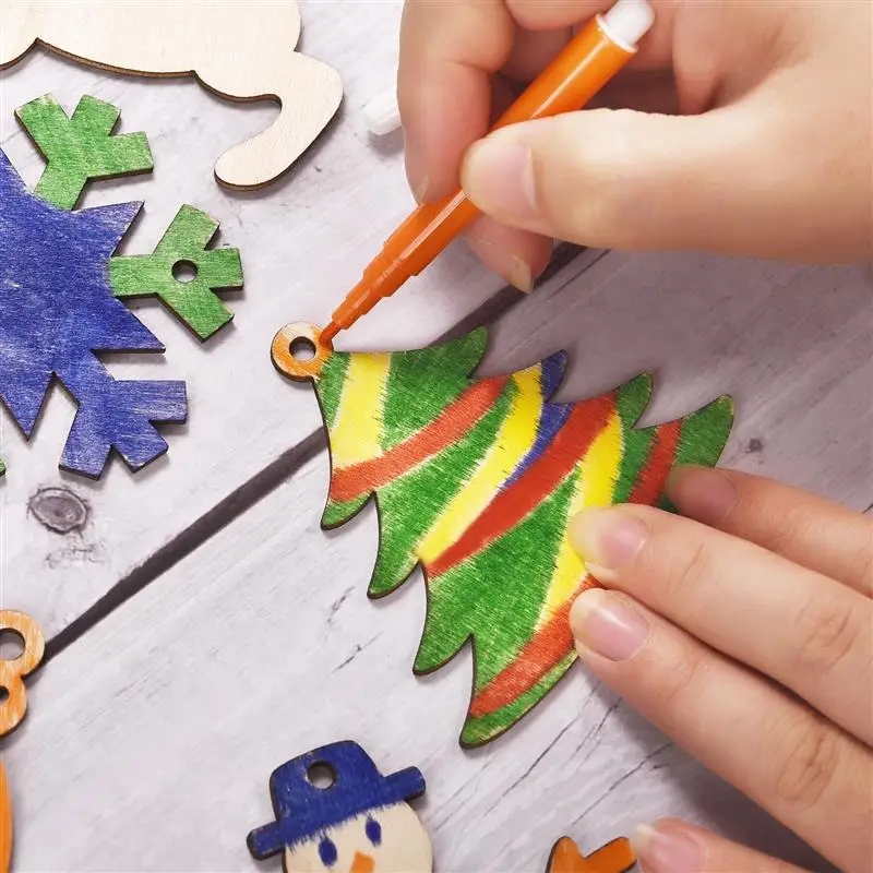 

Wooden MiniScatter Decor Tree Embellishments Crafts Hanging Ornaments Blanks With Twines Pen Unfinished Wooden Crafts