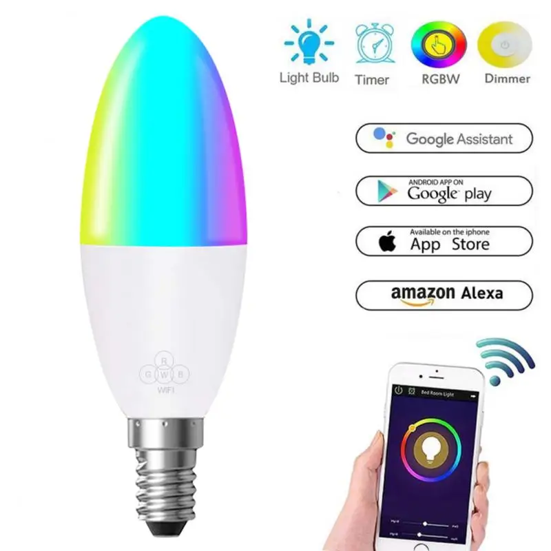 

Tuya Smart Wifi LED Bulb E14, RGB Dimmable Light Bulb 5W, , Work With Alexa Echo Google Home Assistant, No Hub Required, 1 Packs