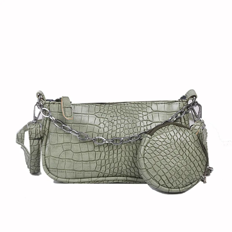 

Popular bag 2020 new trendy net red wild one-shoulder armpit bag baguette bag fashion crocodile pattern female bag