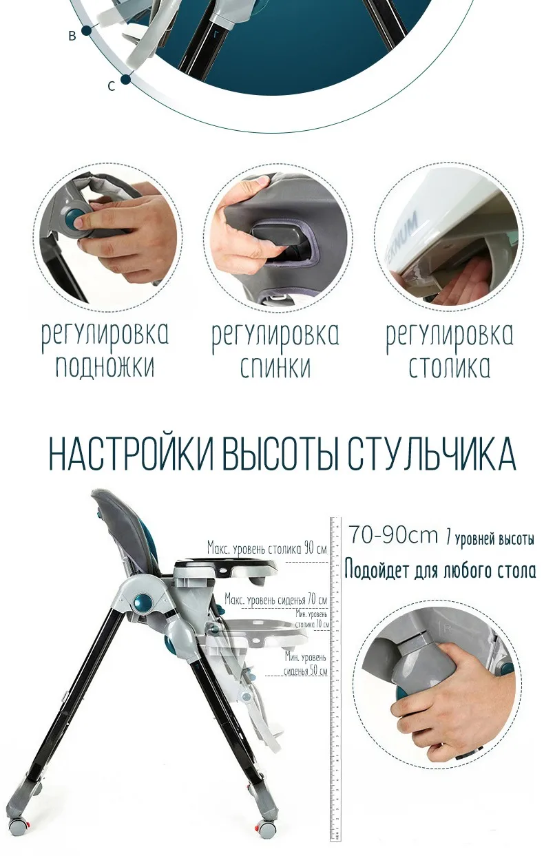 TEKNUM детский обеденный стул складной многоцелевой портативный ребенок младенец регулирование еды обеденный стол обеденный стул