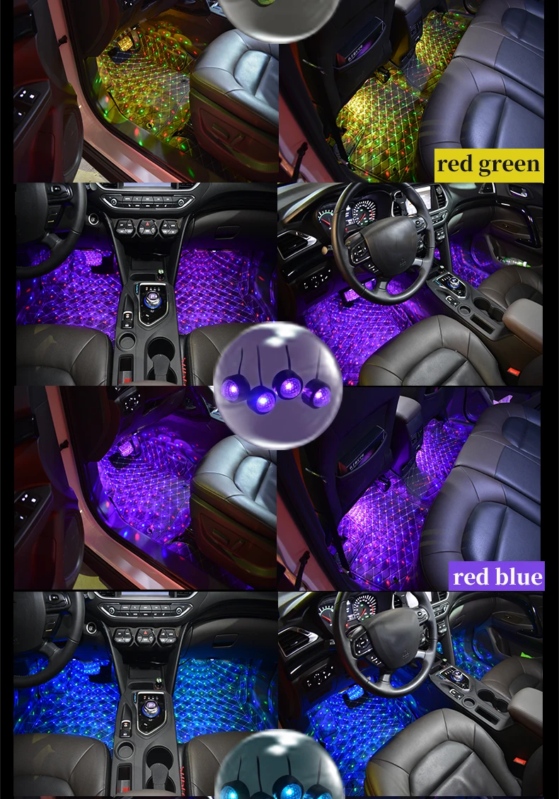 4 шт. светодиодный Автомобильный USB атмосферный свет DJ RGB Мини Красочный музыкальный звук лампа USB-C поверхность телефона для фестиваля вечерние караоке