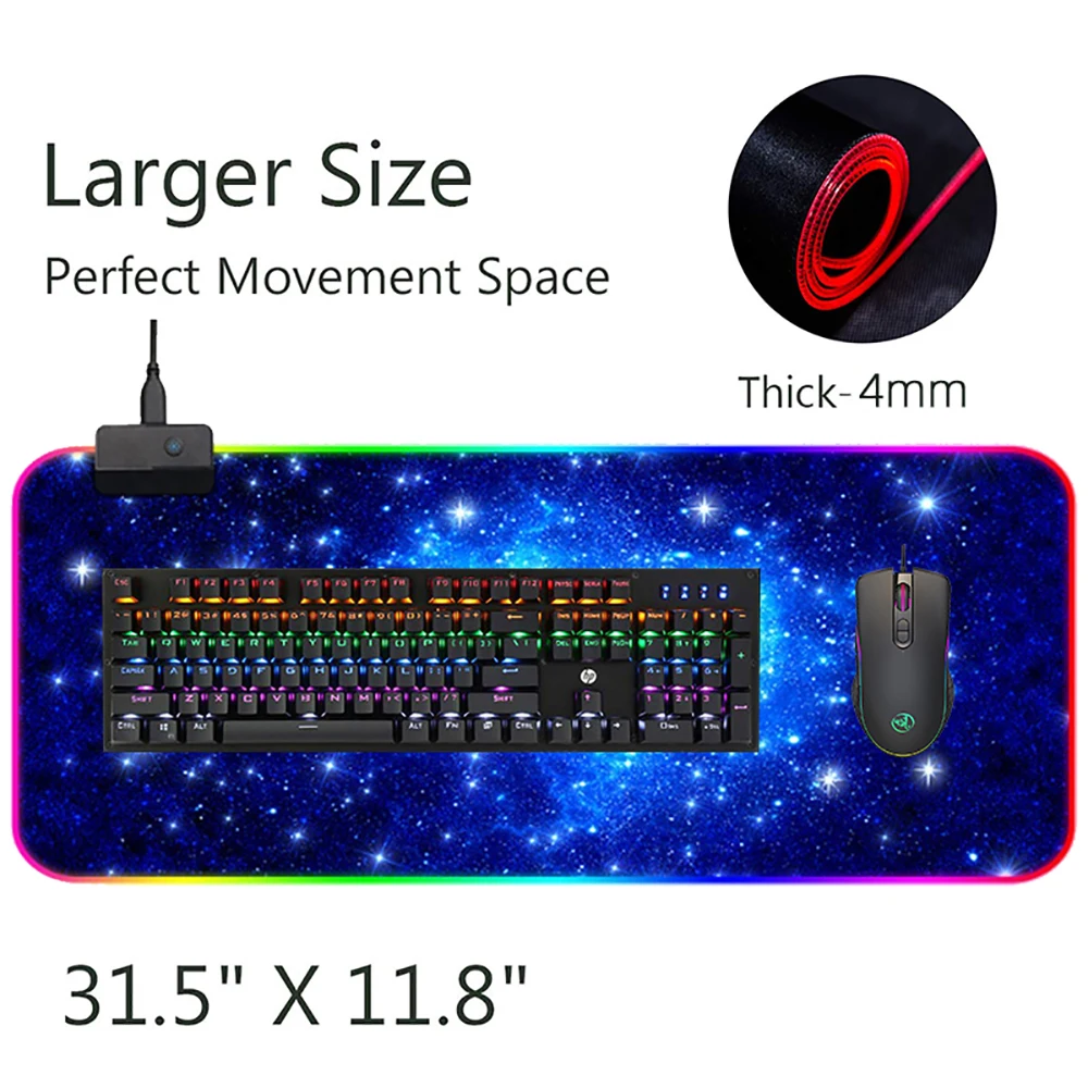 Топ игровой коврик для мыши RGB с подсветкой цветное светодиодное освещение коврик для мыши геймер компьютерная коврик для мыши мягкий Противоскользящий мышь коврик для мыши