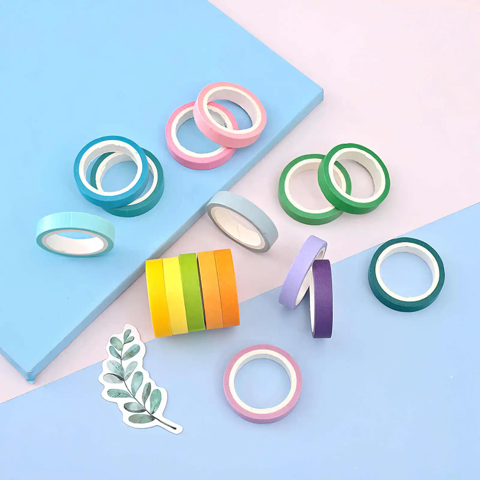 

40pcs Rainbow Color Washi Tape Set 4m/157.2inch Macaron Colors Adhesive Masking Tapes Stickers Decoration DIY Marker Label