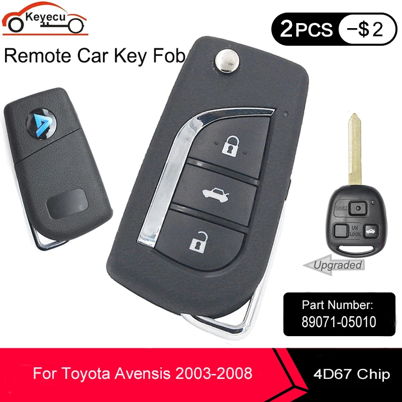 KEYECU обновленный запасной дистанционный ключ с чипом 433 92 МГц 4D67 для Toyota Avensis 2003 2004