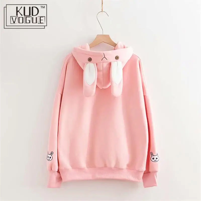 Милый Розовый свитшот в японском стиле Харадзюку искусственные толстовки для