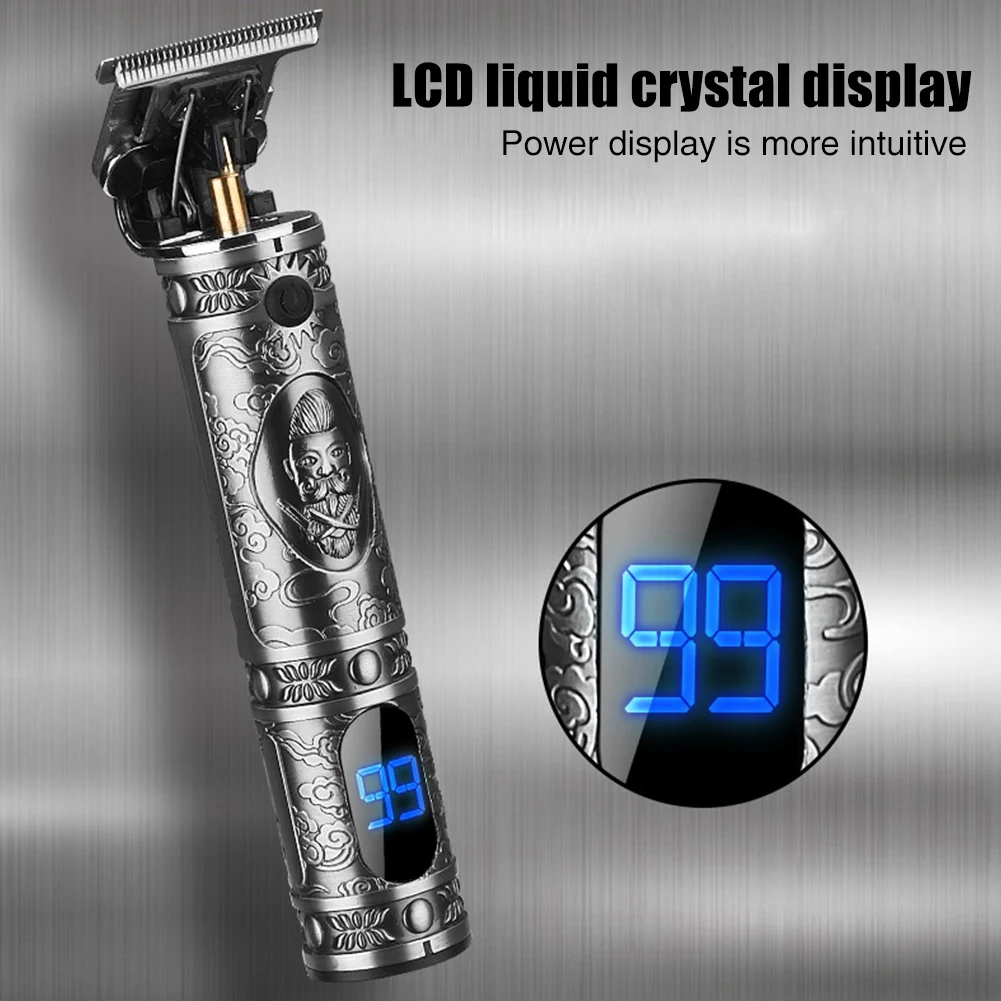 

Professional USB Rechargeable Digital Display For Men Engraving Hair Clipper Portable T Blade Electric Retro Hairdressing Barber