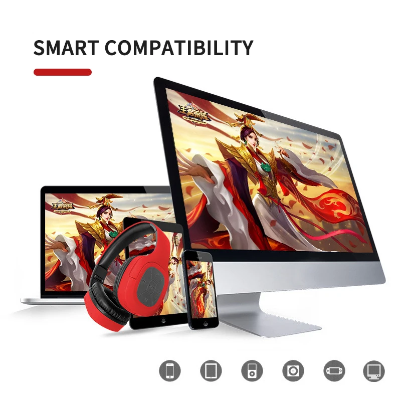 

NEW Bluetooth Wireless Headphones Stereo Foldable Sport Earphone Microphone Headset Handfree Player For Video Game Online Class