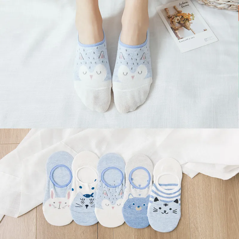 5 пар хлопковых женских тапочек повседневные забавные летние женские носки до