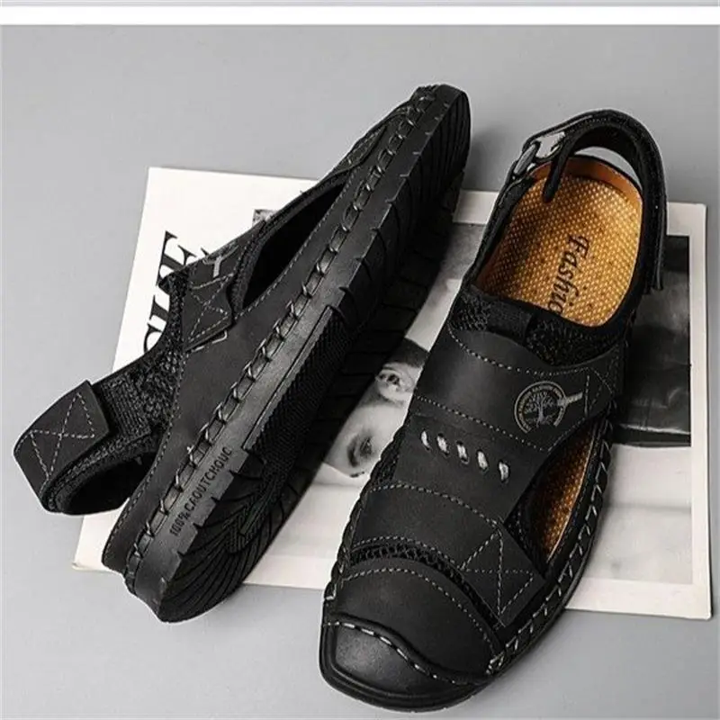 

Men's Shoes Fashion Trend Solid Color PU Stitching Mesh Hollow Stitching Rubber Heel Toe Cap Soft and Comfortable Sandals 3KC229