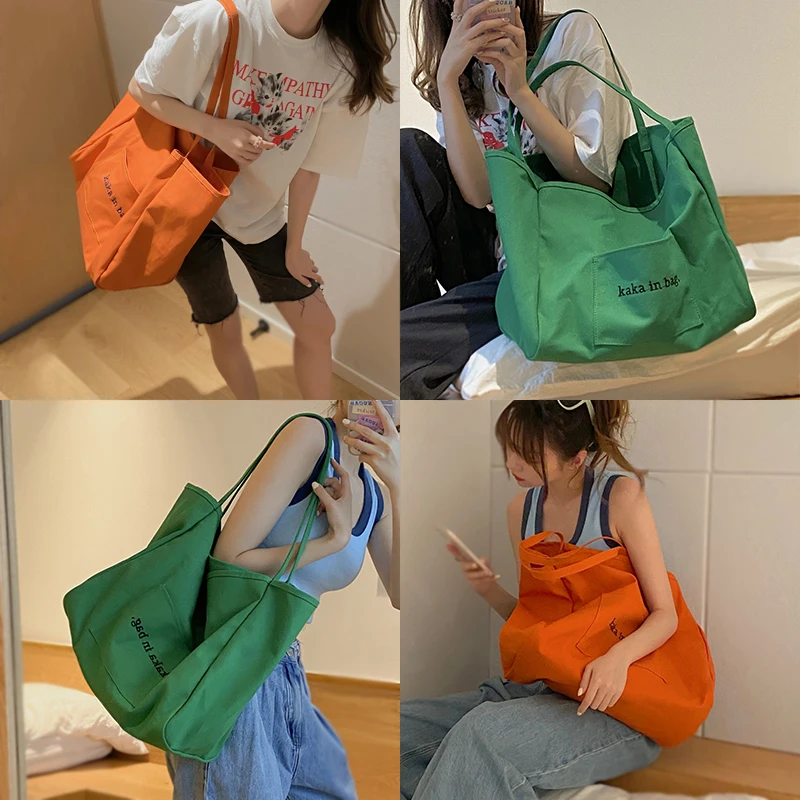 

Casual Canvas Bag Women's Summer 2021 New Fashion Fashion Tote Bag All-Matching Ins Large Capacity Bag Shopping Bag