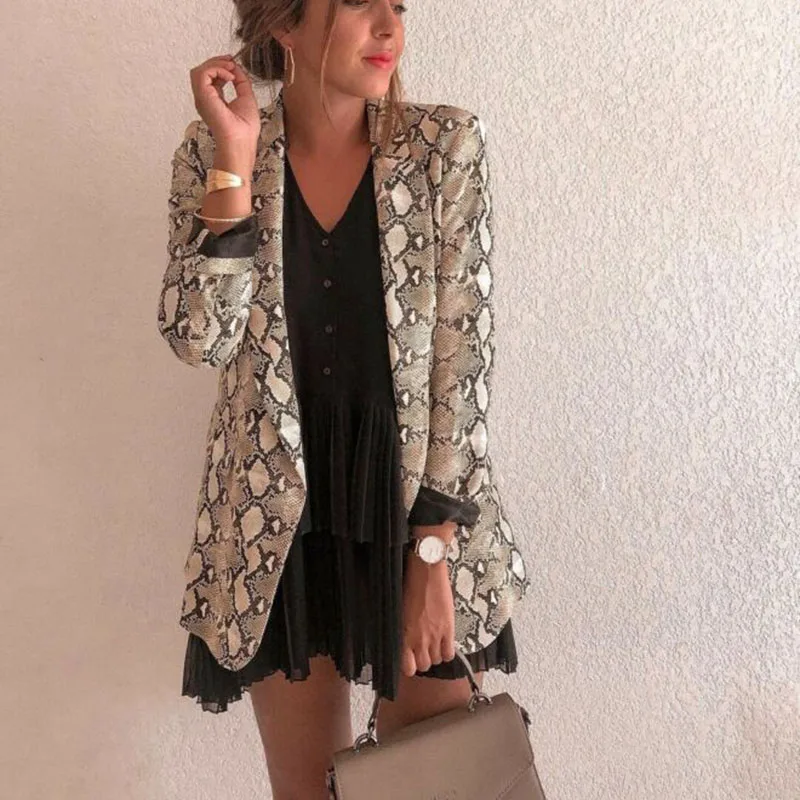 Женский облегающий Блейзер Повседневный Кардиган с длинным рукавом Офисная