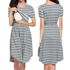 Платье для беременных женщин длинная одежда хлопковая летняя одежда с коротким рукавом для кормления грудью Vestidos Для лактации женская одежда