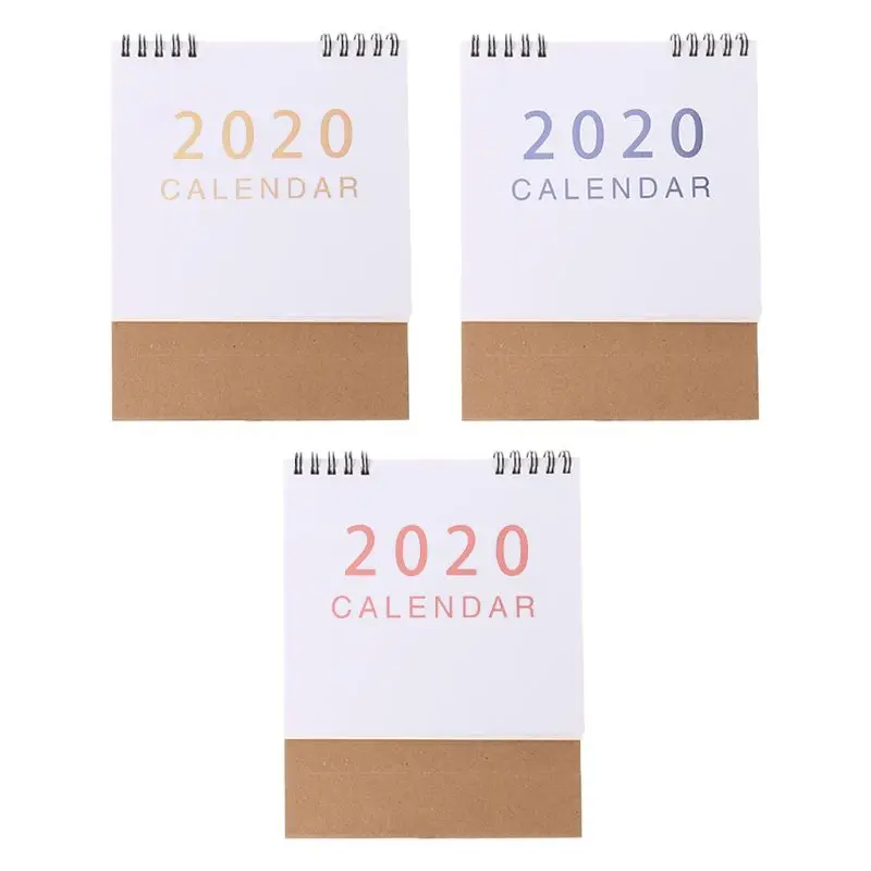 

Простая настольная стоящая бумага 2020, двойная катушка, календарь, памятка, ежедневный график, планировщик стола, органайзер для годовой пов...