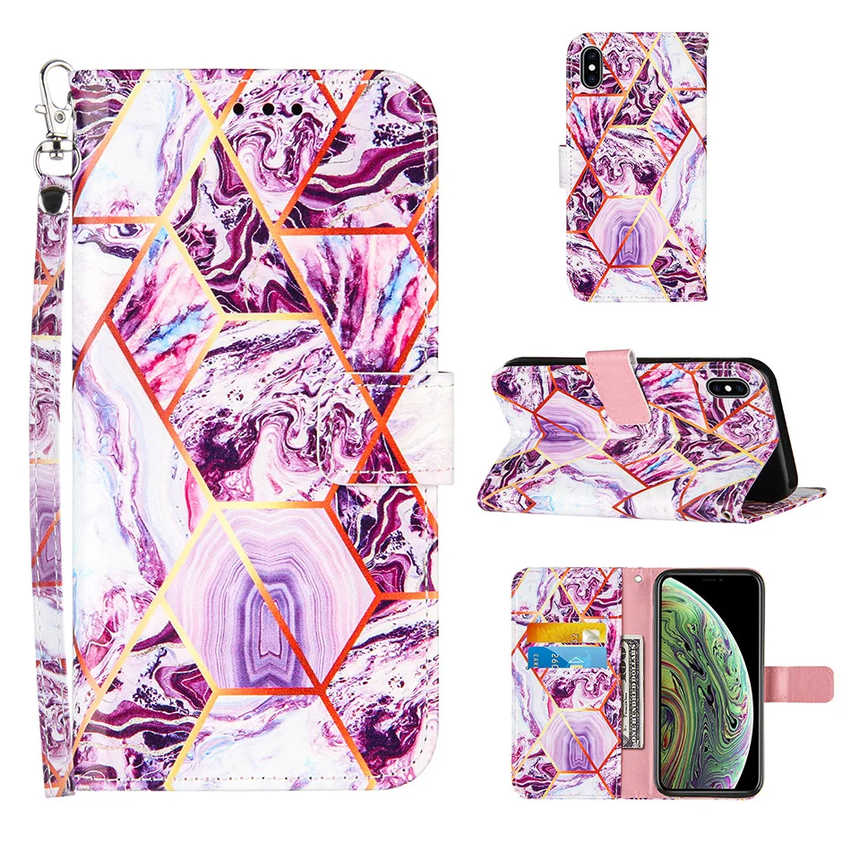 

Rhombus Marble Phone Case Etui For iPhone 12 mini 11 Pro Max 10 X XR XS Max SE 2020 6 6S 7 8 Plus Holder Stand Protection Cover