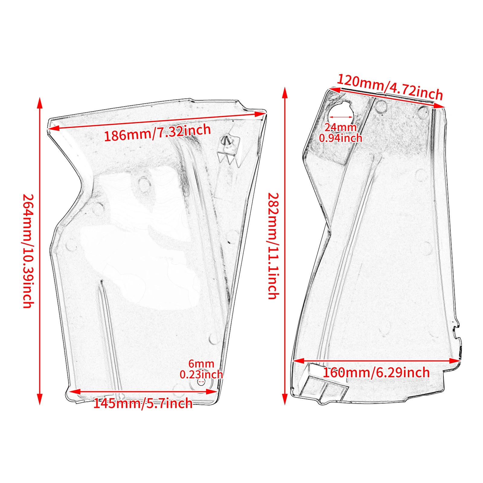 Черная боковая обтекатель аккумулятора из АБС-пластика для мотоцикла левая и