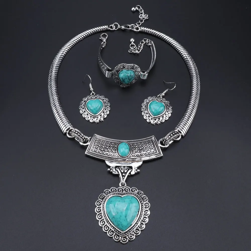 Винтажный Ювелирный Комплект из колье сердца и браслета | Украшения аксессуары