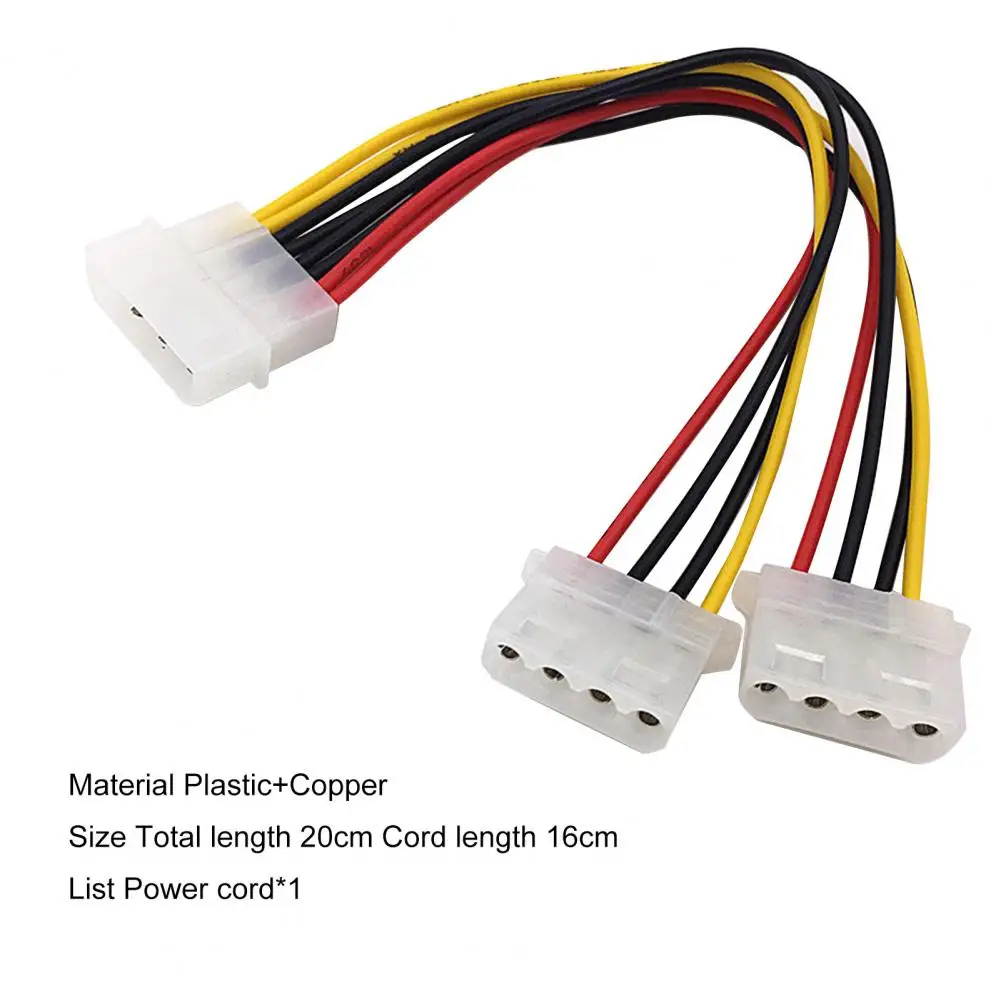 

Power Supply Cable Practical Flexible Stable 4Pin 1 Male to 2 Female Power Line Wire for Hard Disk