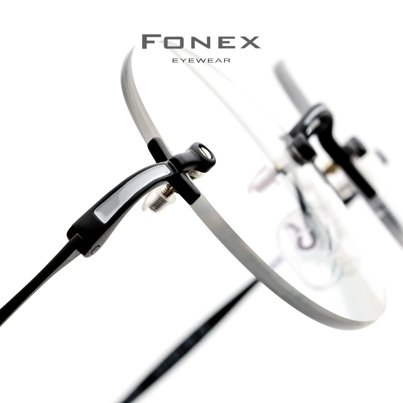 FONEX чистый Титан оправы оптические очки рамки Для мужчин новый Винтаж круглые по