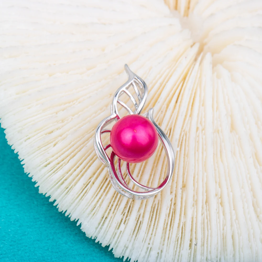

P010895 Vermeerjewelry Real 925 Sterling Silver Pendant For 6-8mm Round Bead Pearl or Stone Flower Shape Without Chain