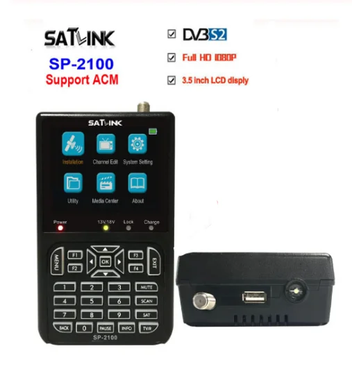 SATLINK SP-2100 HD Sat Finder acm backlight DVB S2 ws6933 MPEG-2/4 Digital Satellite Meter with 3.5 Inch LCD Screen | Электроника