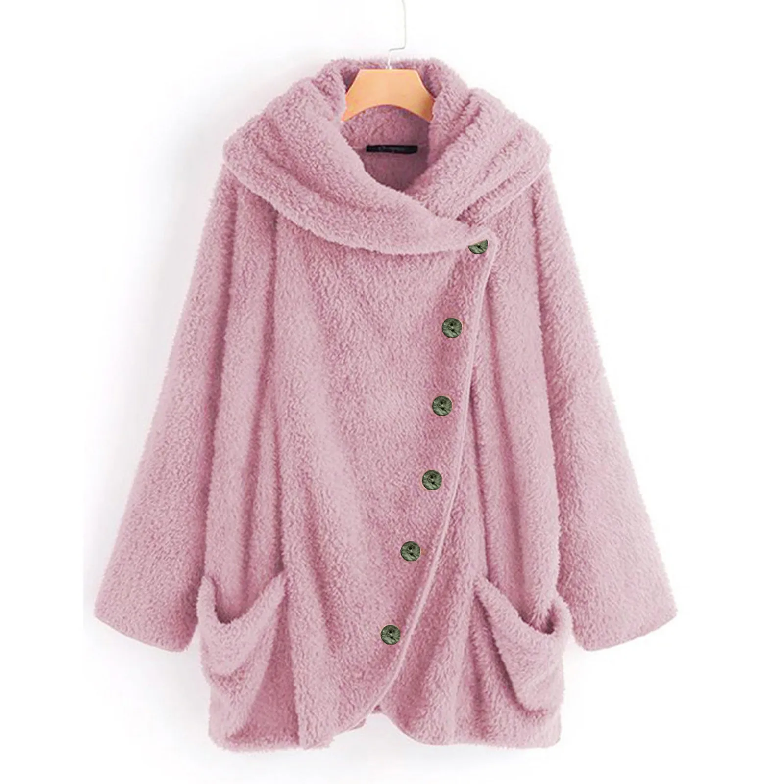 

Female Jacket Women Casual Solid Turtleneck Big Pocket Cloak Coats Vintage Oversize Coats Autumn Winter Beach Coat Party