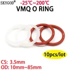 10 шт., красное Силиконовое уплотнительное кольцо VMQ, диаметр 3,5 мм, диаметр 12-46 мм, пищевая водонепроницаемая резиновая изоляция, круглое уплотнительное кольцо