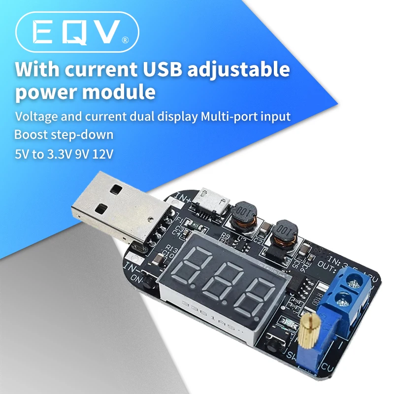 EQV с током USB Micro от 5 В до 3 9 в 12 18 24 Регулируемый модуль регулятора напряжения