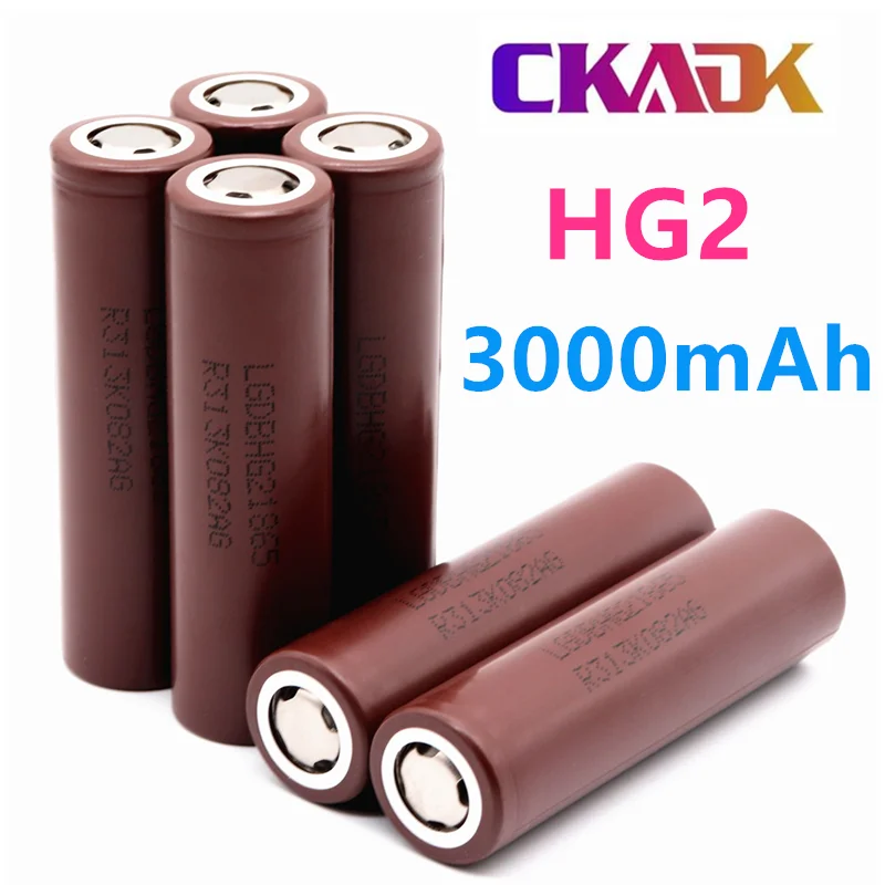 20 шт. 100% оригинальный аккумулятор большой емкости HG2 18650 3000 мАч для мощный ток