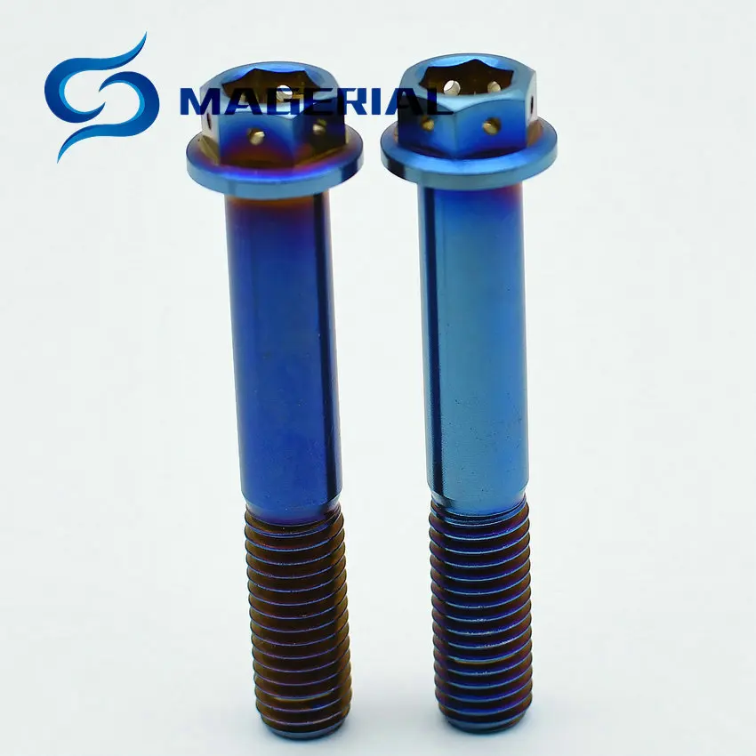 M10 и M8 мотоциклетный дисковый тормоз Ti Болт титановые болты DIY сгоревший синий цвет шестигранные винты с фланцевой головкой Ti Упаковка застежек 6