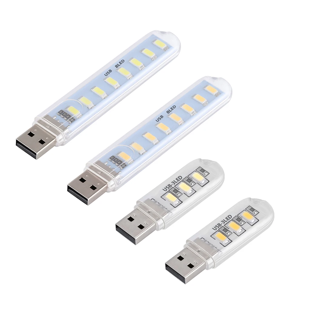 

USB LED Book Lights 3LEDs 8LEDs SMD 5630 5730 LED Bulb 5V Power Input White 5000-6500K Warm White 3000-3500K USB Night light