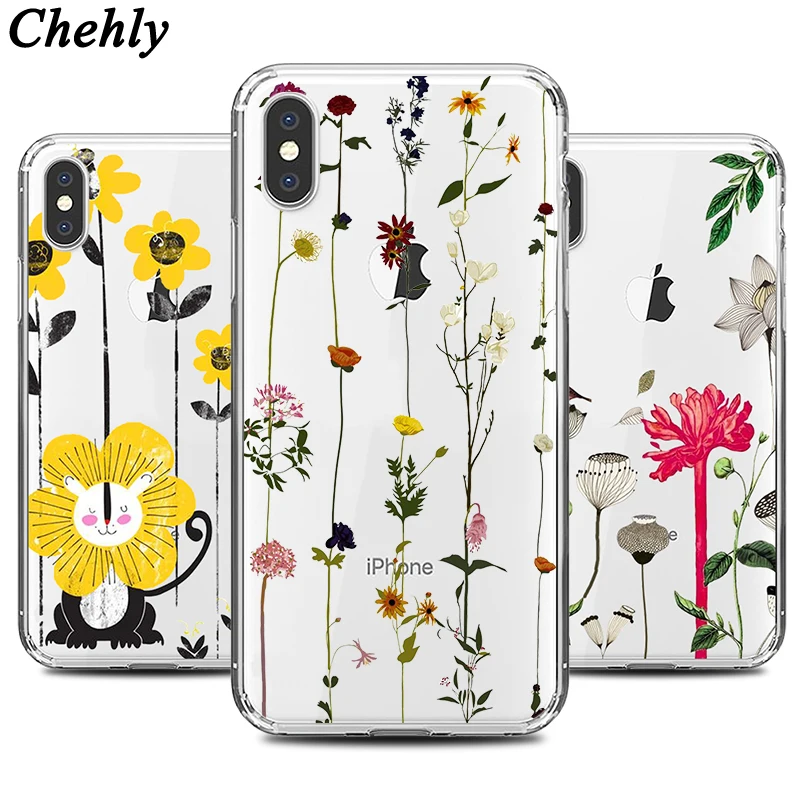Чехол для телефона с цветами IPhone 6s 7 8 11 12 MIni Plus Pro X XS MAX XR SE Чехлы Мягкий Силиконовый