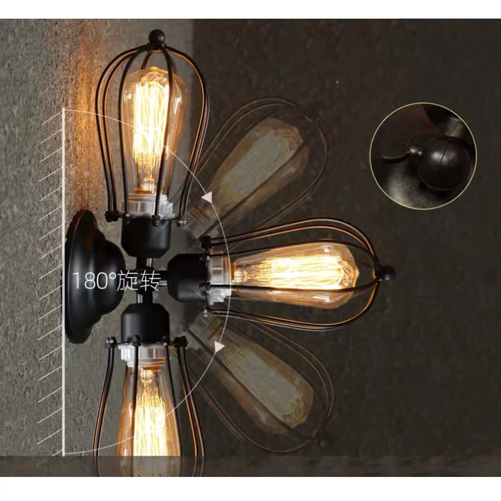 

Antique Iron Vintage Wall Lighting Industrial Lantern Retro Lamp Metal Wall Lamp for Bedside Bedroom Home Dining Room