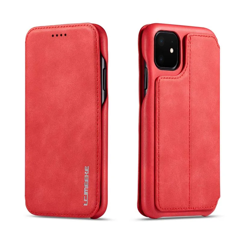 red Роскошный флип кожаный чехол для iphone 11 11pro 11proMax чехол для телефона с отделением для карт, на магните стоячий кейс-держатель Fundas KS0339 - Цвет: red