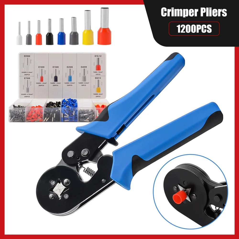 

Mini Hand Crimping Tool 0.08-10mmÂ² Adjustable Crimper Pliers With 1200pcs High Precision Clamp Sets