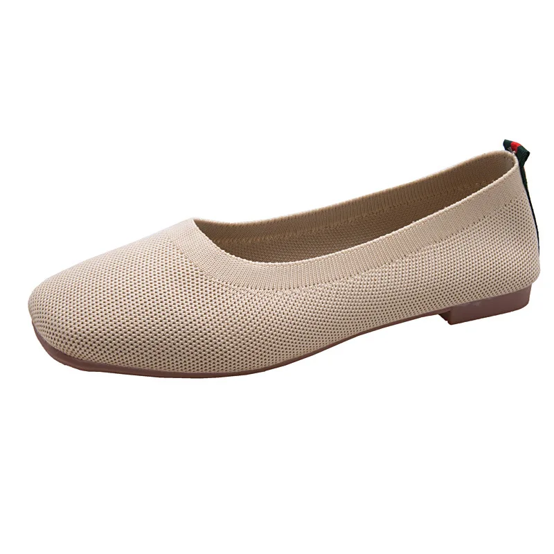 

Women's stretch knit single shoes 2019 spring fashion breathable soft bottom wild flying woven women's shoes flat casual shoes