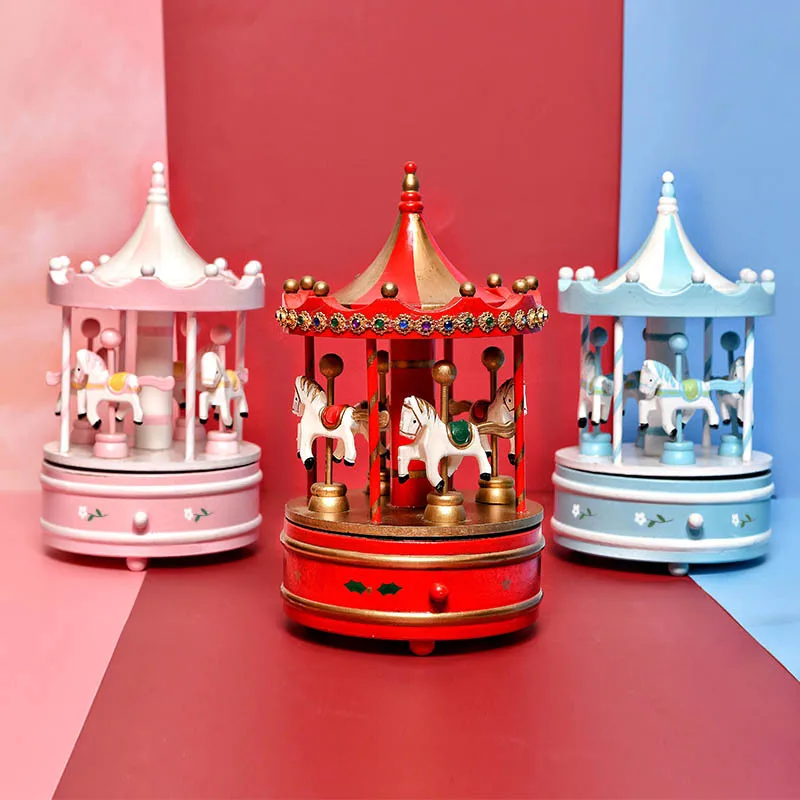 

Рождественская музыкальная шкатулка карусель-круглая детская праздничная подарочная шкатулка Рождественский стиль девочка сердце подаро...