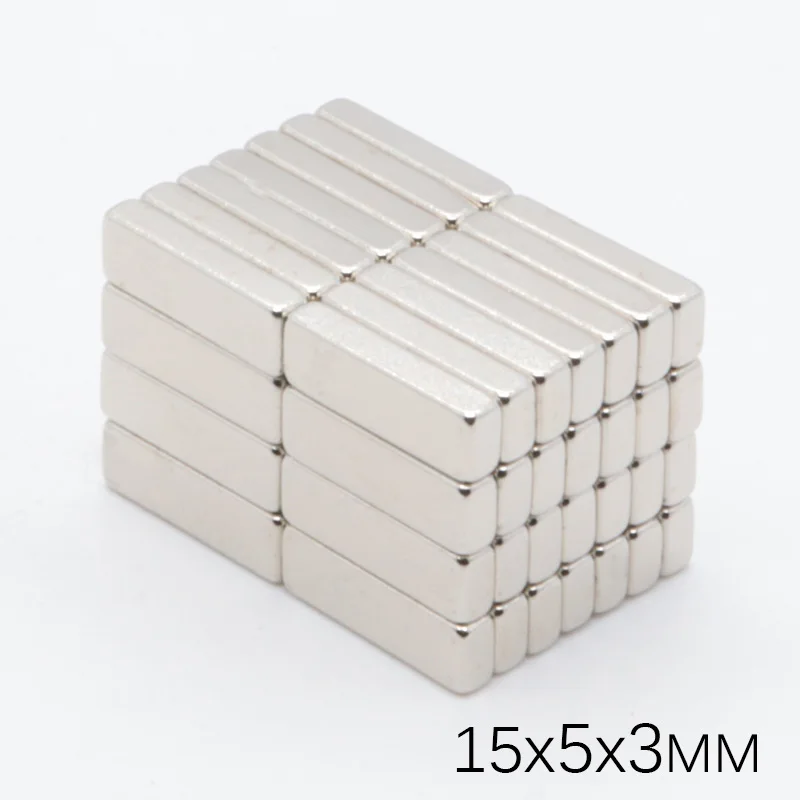 

200Pcs 15x5x3 mm Neodymium Magnet Block N35 Permanent NdFeB Buck Cube Mini Small Super Strong Powerful Magnetic Magnets