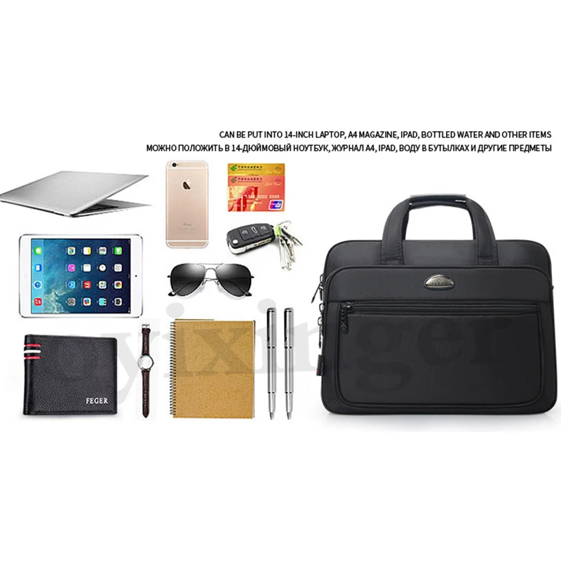 OYIXINGER Men's Business Laptop Bag For 14inch Computer Handbag Waterproof Oxford Male Shoulder Bags Document Travel Briefcase