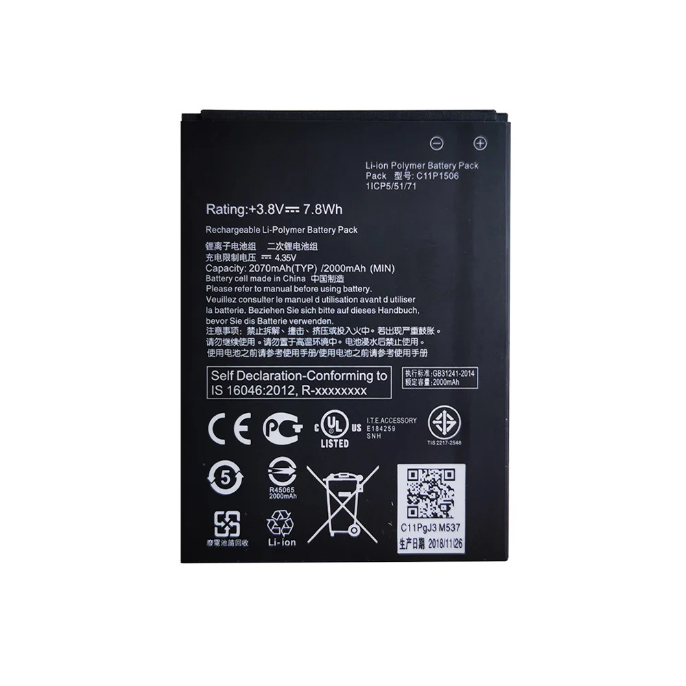 100% Оригинальный аккумулятор 2070 мАч C11P1506 для ASUS Live G500TG ZC500TG Z00VD ZenFone Go 5