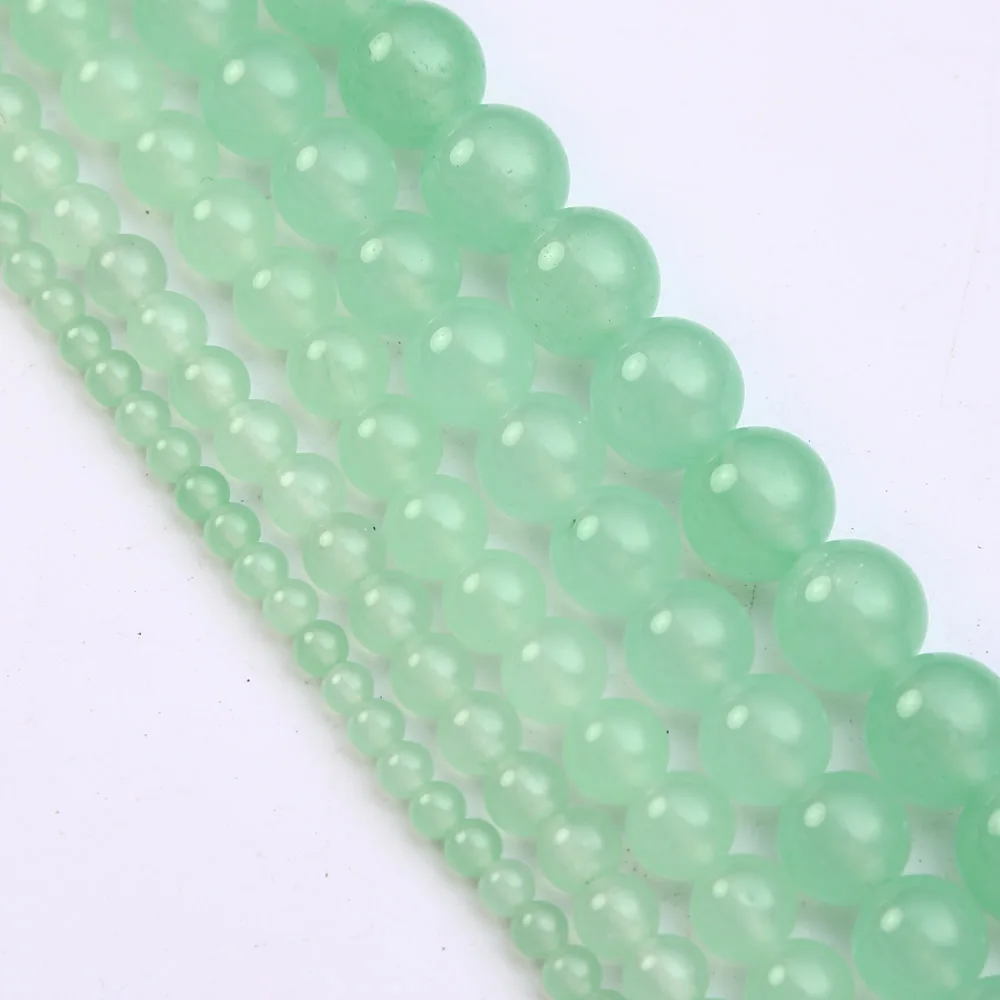 Light green Темно-зеленый нефрит бусины из природного камня свободные шарики 4mm 6mm 8mm 10mm 12мм рукоделие для самостоятельного изготовления ювелирных изделий браслет Цепочки и ожерелья - Цвет: Light green